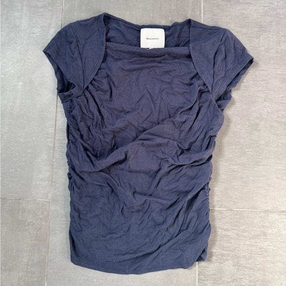 Reformation Addison Navy Shirt - Picture 5 of 6